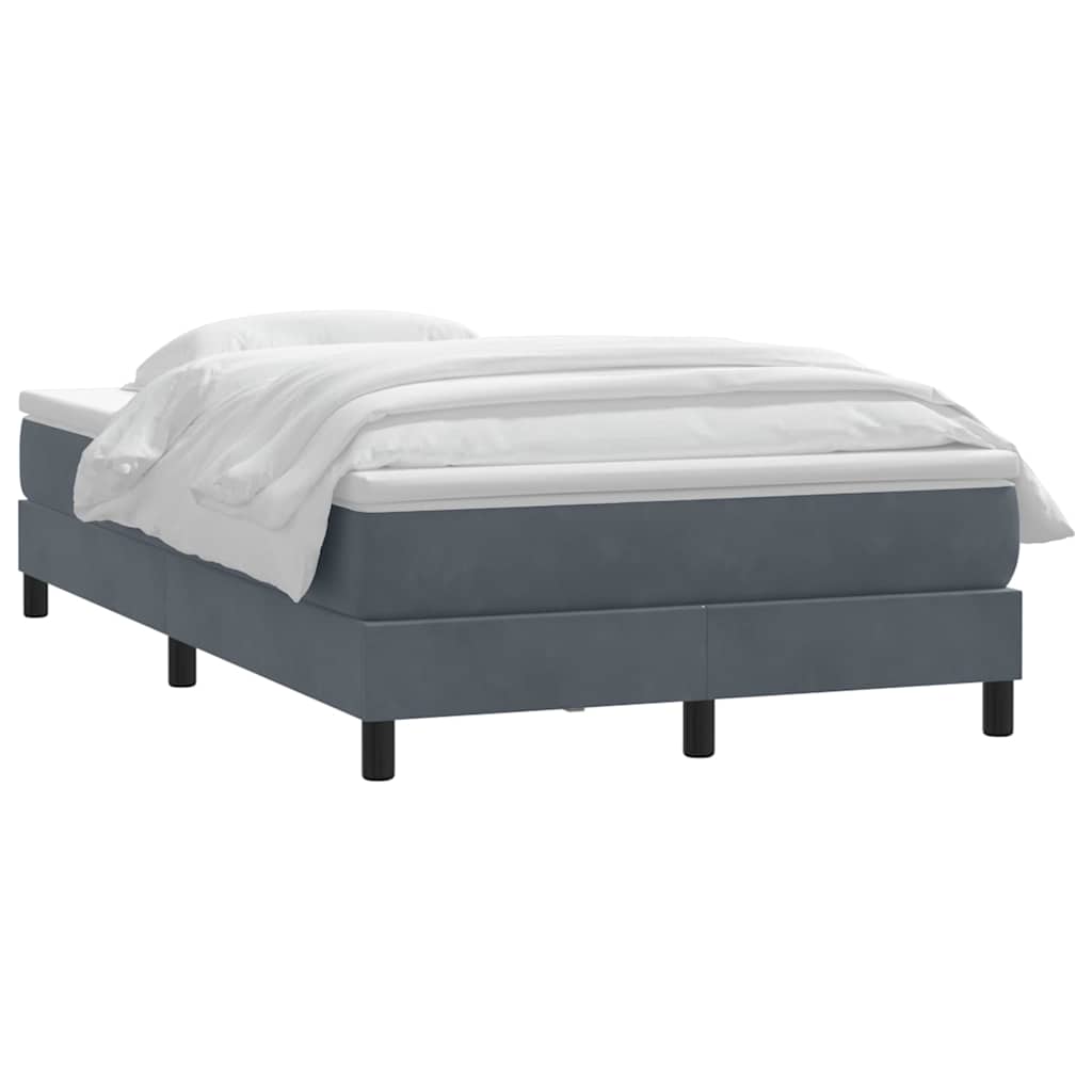 Giroletto a Molle con Materasso Grigio Scuro 120x210 cm Velluto