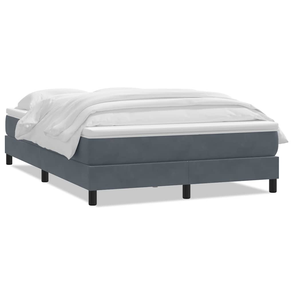 Giroletto a Molle con Materasso Grigio Scuro 140x210 cm Velluto