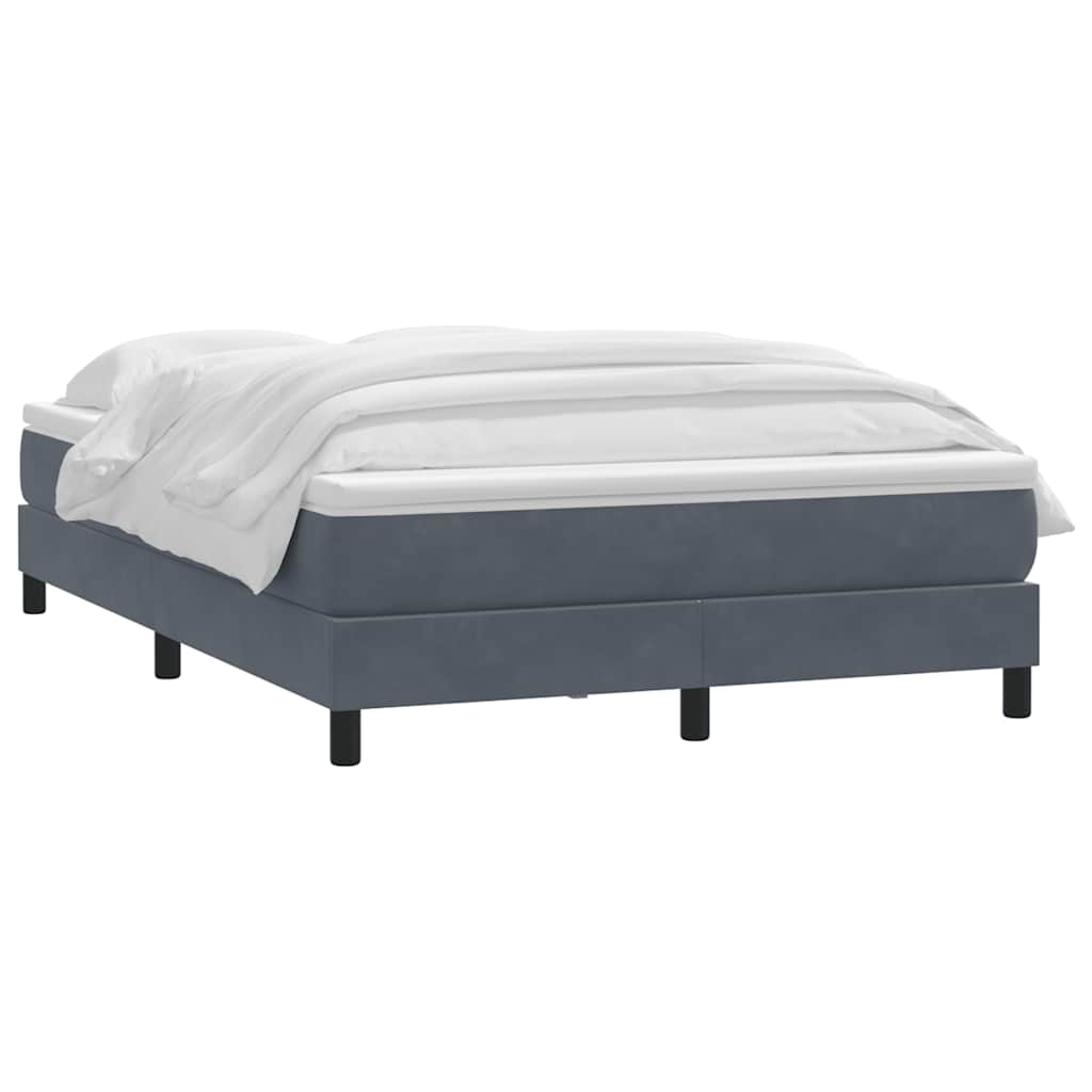 Giroletto a Molle con Materasso Grigio Scuro 140x210 cm Velluto