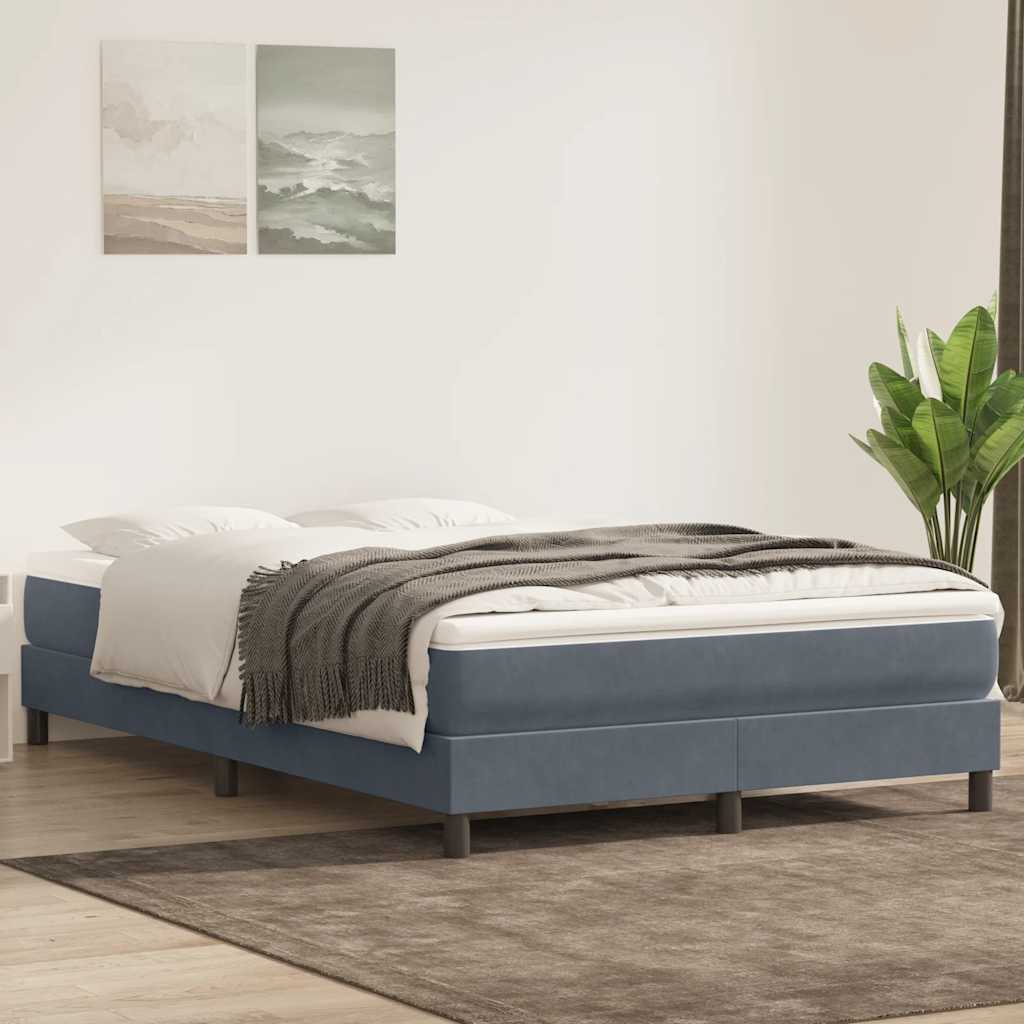 Giroletto a Molle con Materasso Grigio Scuro 140x210 cm Velluto