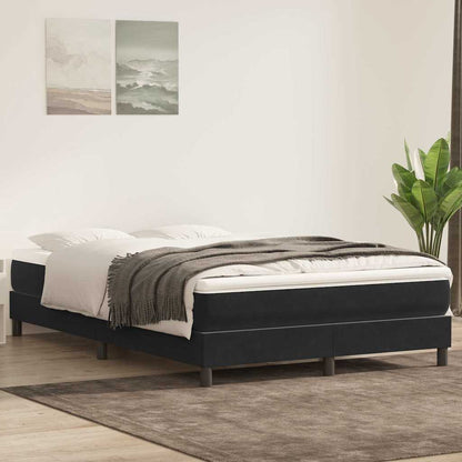 Giroletto a Molle con Materasso Nero 140x210 cm in Velluto
