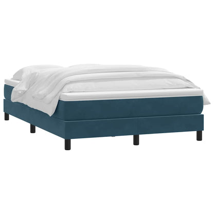 Giroletto a Molle con Materasso Blu Scuro 140x210 cm in Velluto