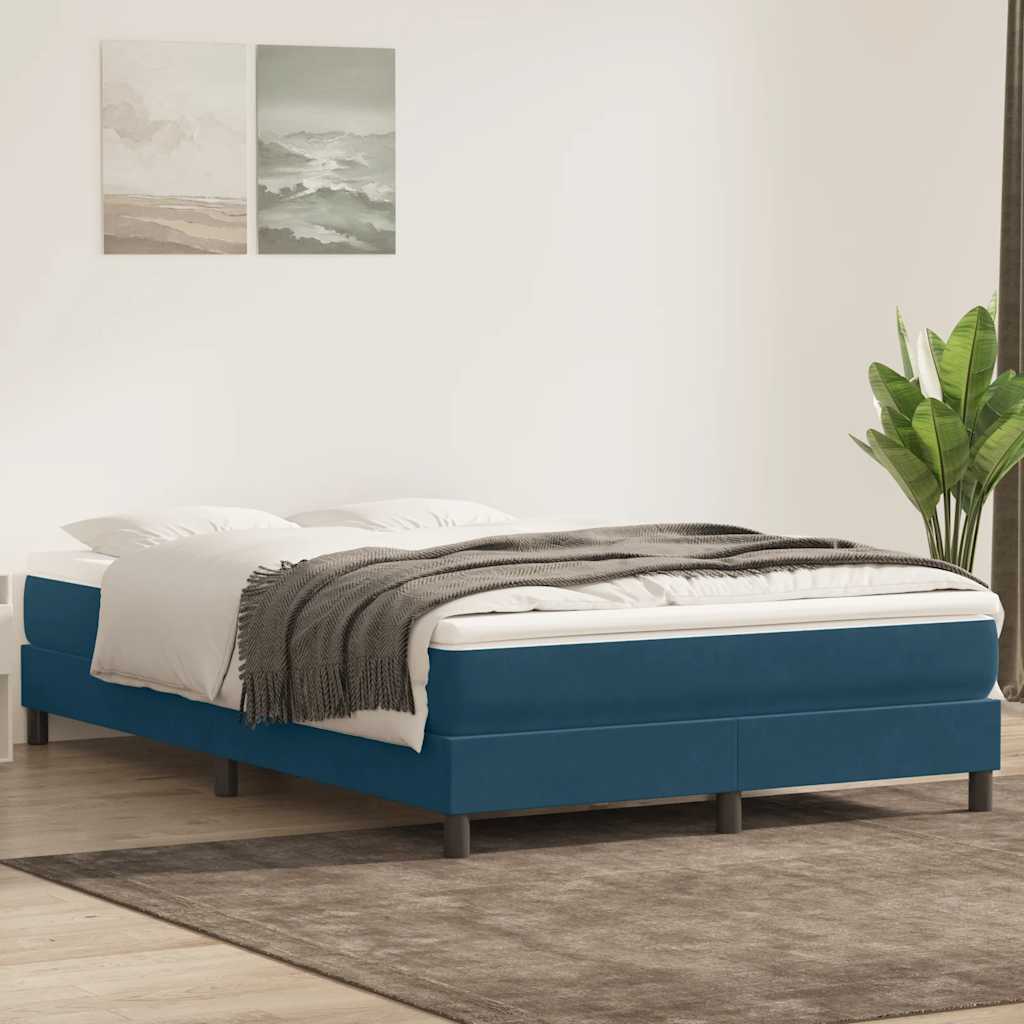 Giroletto a Molle con Materasso Blu Scuro 140x210 cm in Velluto