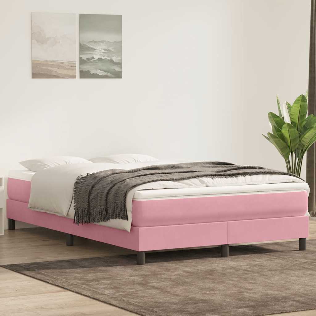 Giroletto a Molle con Materasso Rosa 140x210 cm in Velluto