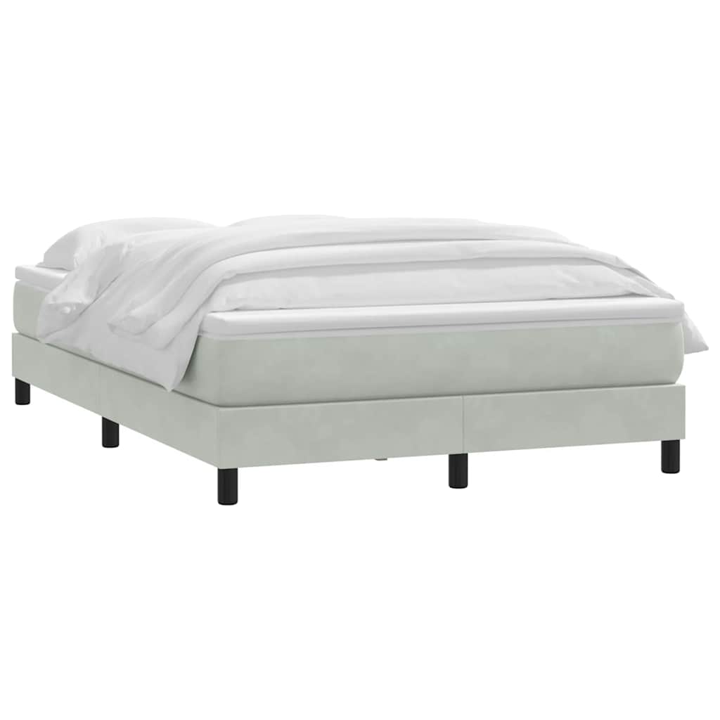 Giroletto a Molle con Materasso Grigio Chiaro 160x210cm Velluto