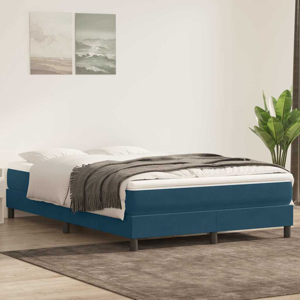 Giroletto a Molle con Materasso Blu Scuro 160x210 cm in Velluto