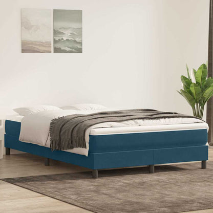 Giroletto a Molle con Materasso Blu Scuro 160x210 cm in Velluto