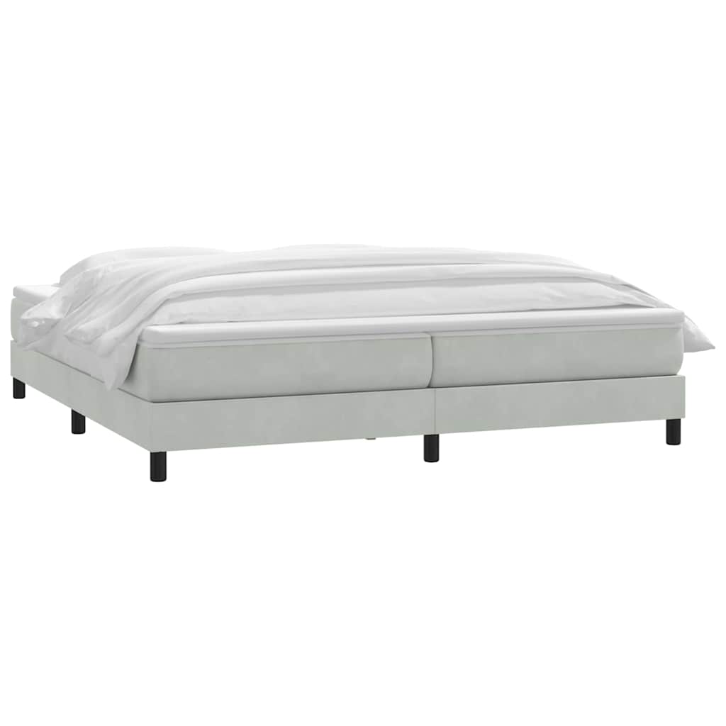 Giroletto a Molle con Materasso Grigio Chiaro 180x210cm Velluto