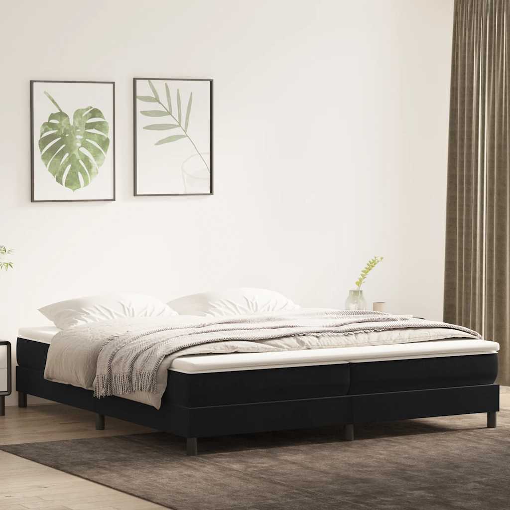 Giroletto a Molle con Materasso Nero 180x210 cm in Velluto