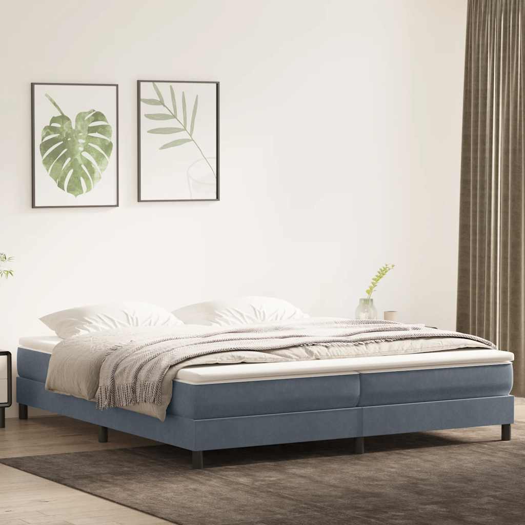 Giroletto a Molle con Materasso Grigio Scuro 200x210 cm Velluto