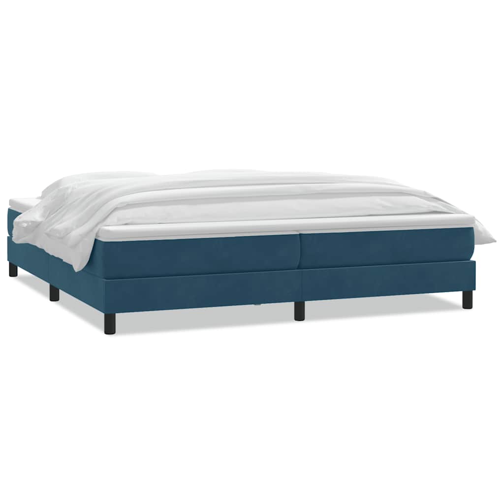Giroletto a Molle con Materasso Blu Scuro 200x210 cm in Velluto