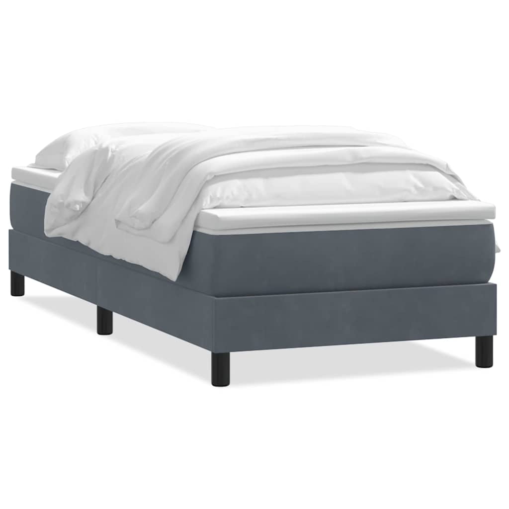 Giroletto a Molle con Materasso Grigio Scuro 80x220 cm Velluto