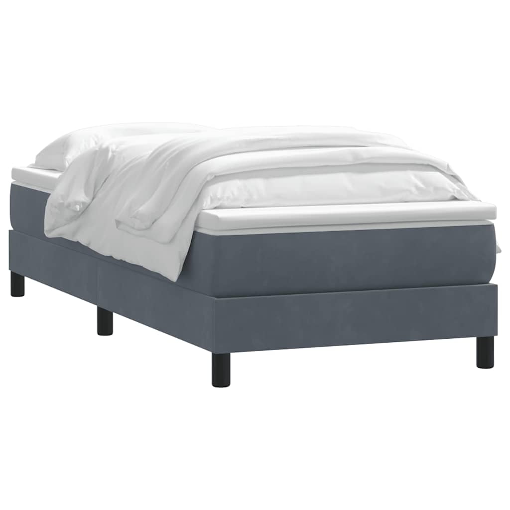 Giroletto a Molle con Materasso Grigio Scuro 80x220 cm Velluto
