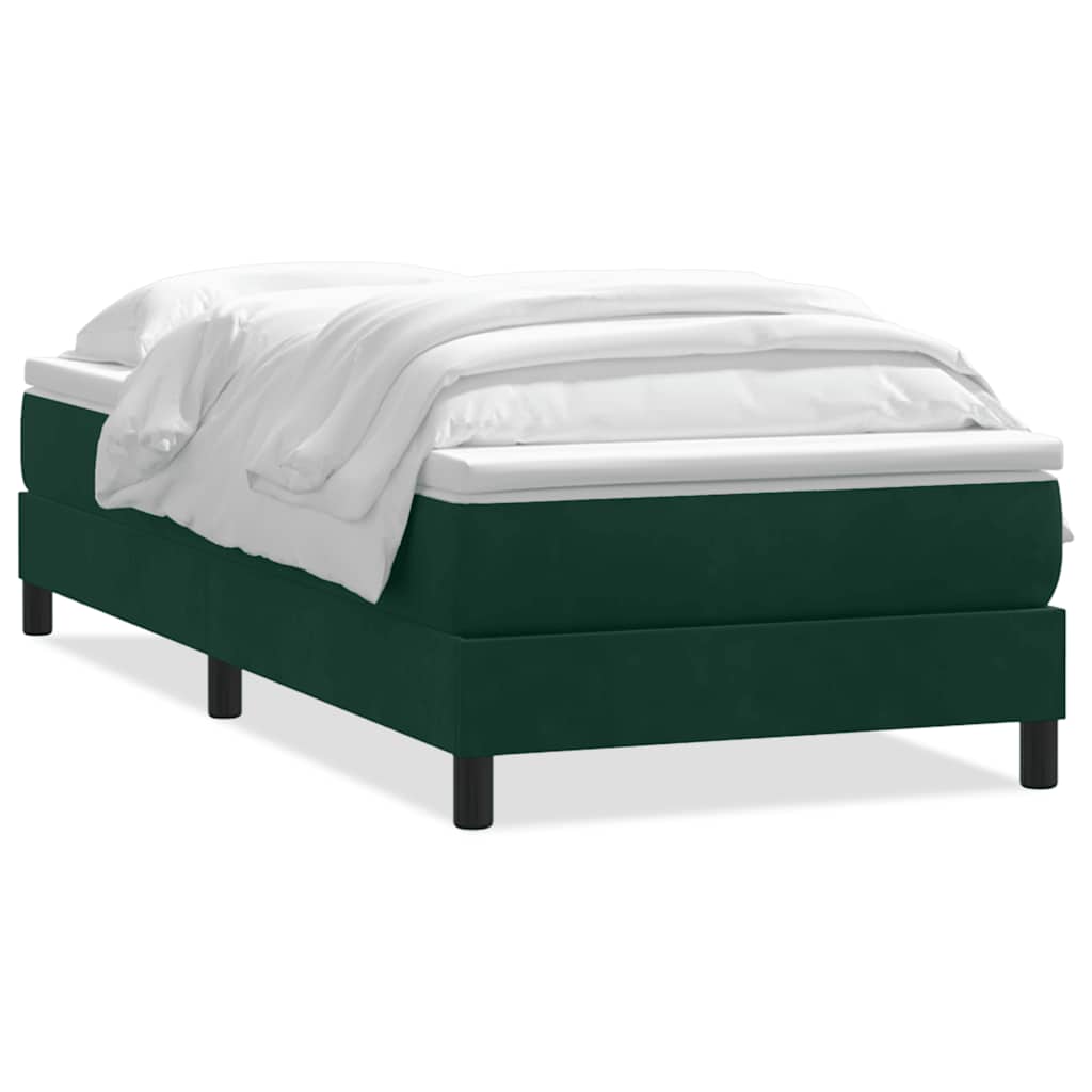 Giroletto a Molle con Materasso Verde Scuro 80x220 cm Velluto