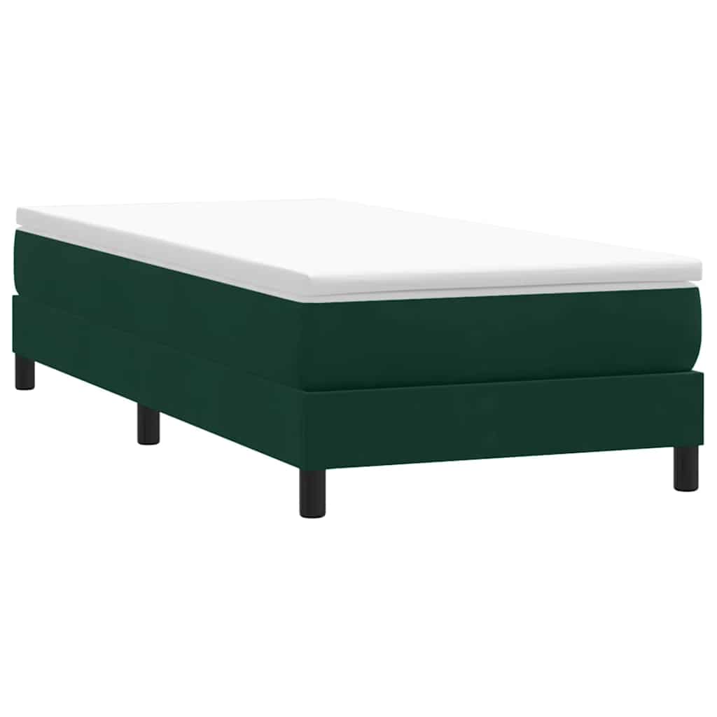 Giroletto a Molle con Materasso Verde Scuro 80x220 cm Velluto