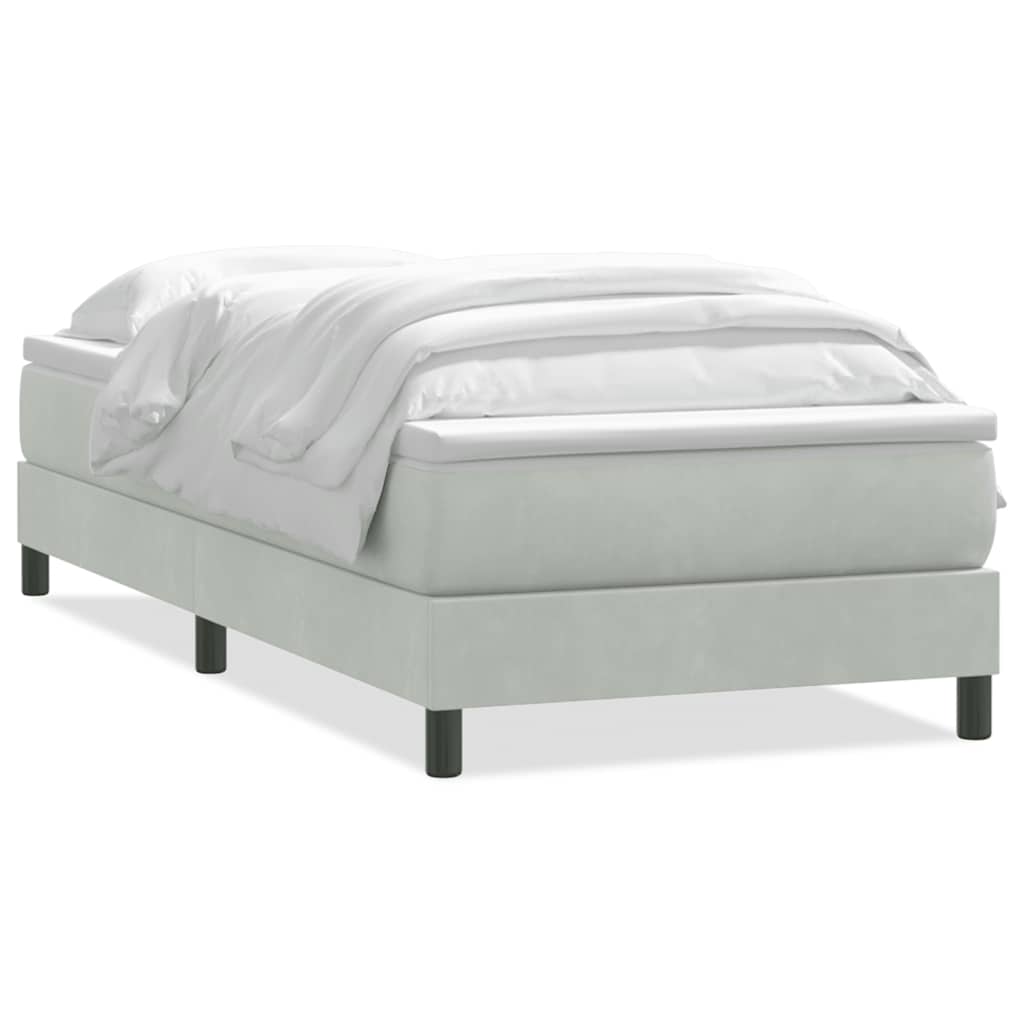Giroletto a Molle con Materasso Grigio Chiaro 90x220 cm Velluto