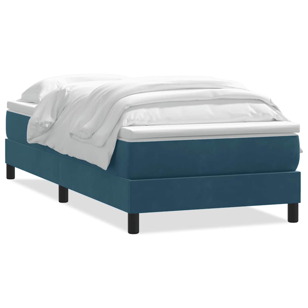 Giroletto a Molle con Materasso Blu Scuro 90x220 cm Velluto