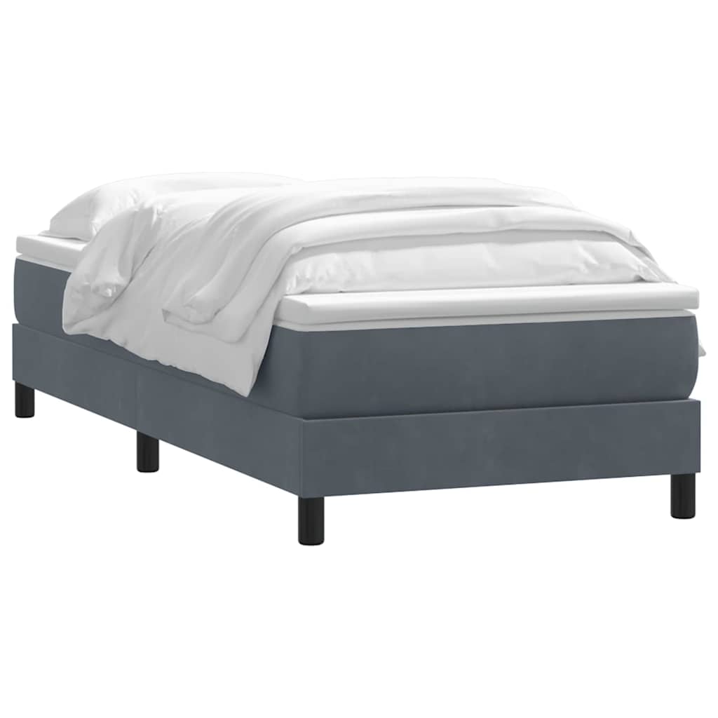 Giroletto a Molle con Materasso Grigio Scuro 100x220 cm Velluto