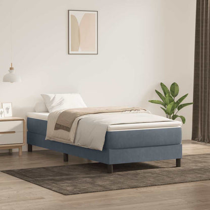 Giroletto a Molle con Materasso Grigio Scuro 100x220 cm Velluto