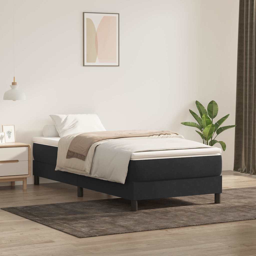Giroletto a Molle con Materasso Nero 100x220 cm in Velluto
