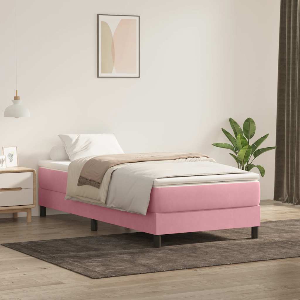 Giroletto a Molle con Materasso Rosa 100x220 cm in Velluto