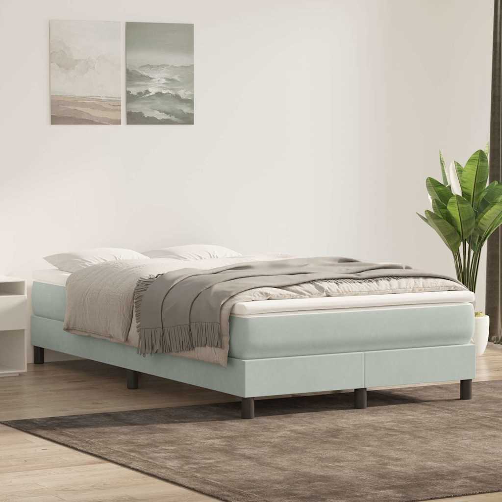 Giroletto a Molle con Materasso Grigio Chiaro 120x220cm Velluto