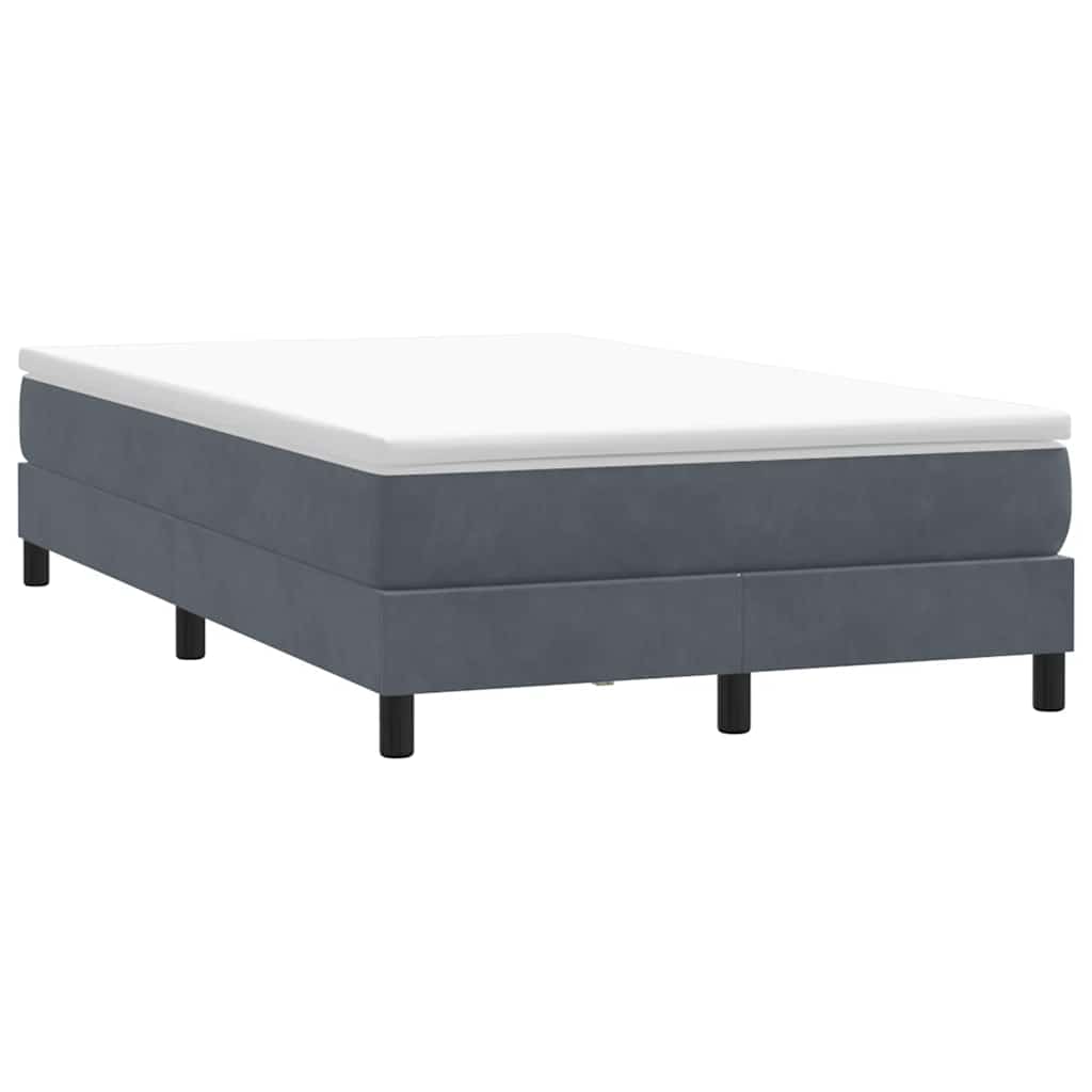 Giroletto a Molle con Materasso Grigio Scuro 120x220 cm Velluto