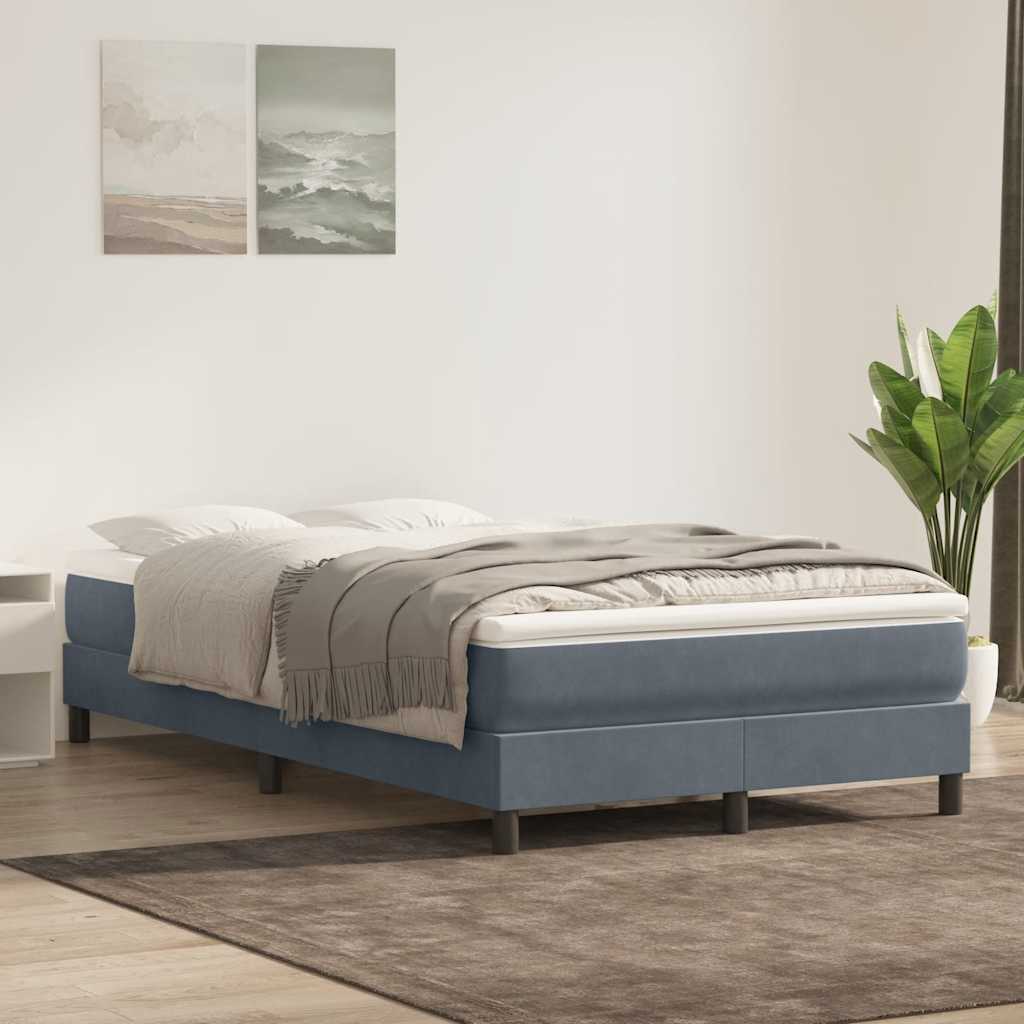 Giroletto a Molle con Materasso Grigio Scuro 120x220 cm Velluto