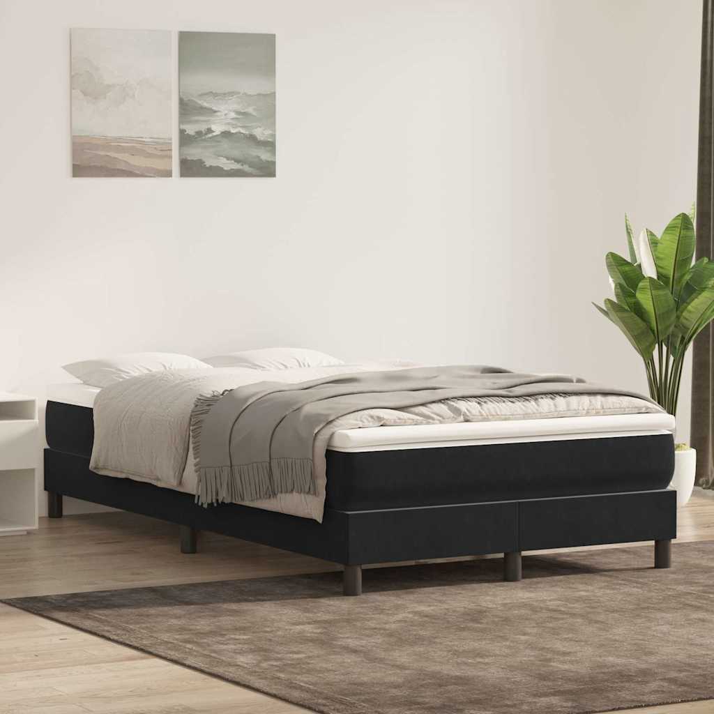 Giroletto a Molle con Materasso Nero 120x220 cm in Velluto