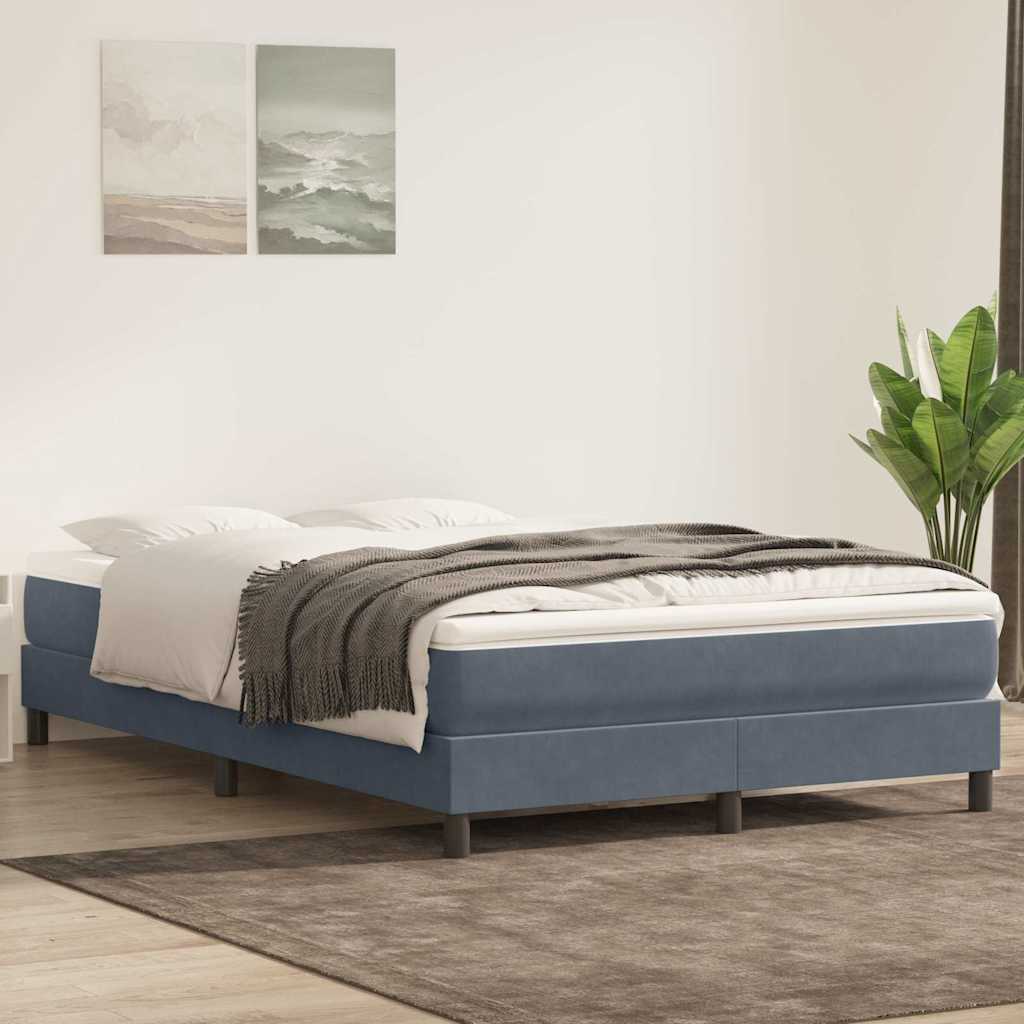 Giroletto a Molle con Materasso Grigio Scuro 140x220 cm Velluto