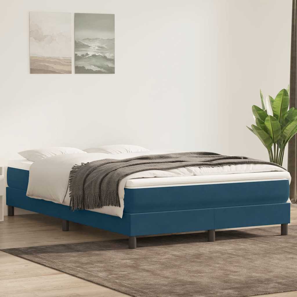Giroletto a Molle con Materasso Blu Scuro 140x220 cm Velluto