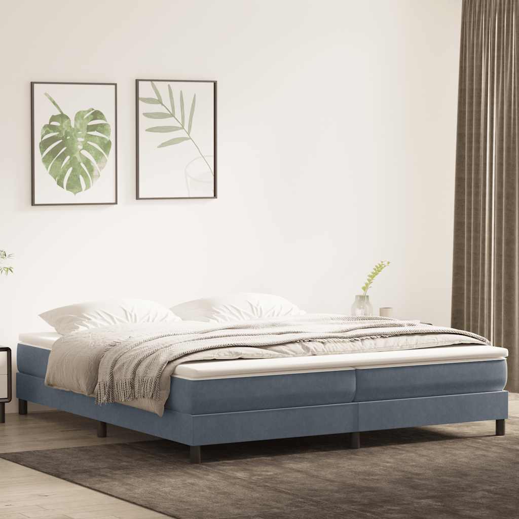 Giroletto a Molle con Materasso Grigio Scuro 180x220 cm Velluto