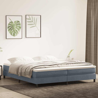 Giroletto a Molle con Materasso Grigio Scuro 180x220 cm Velluto