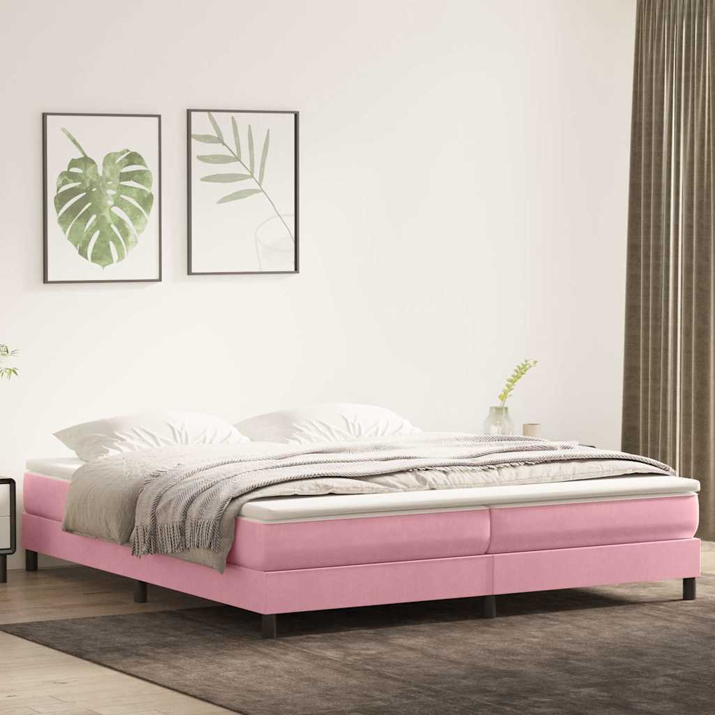 Giroletto a Molle con Materasso Rosa 180x220 cm in Velluto