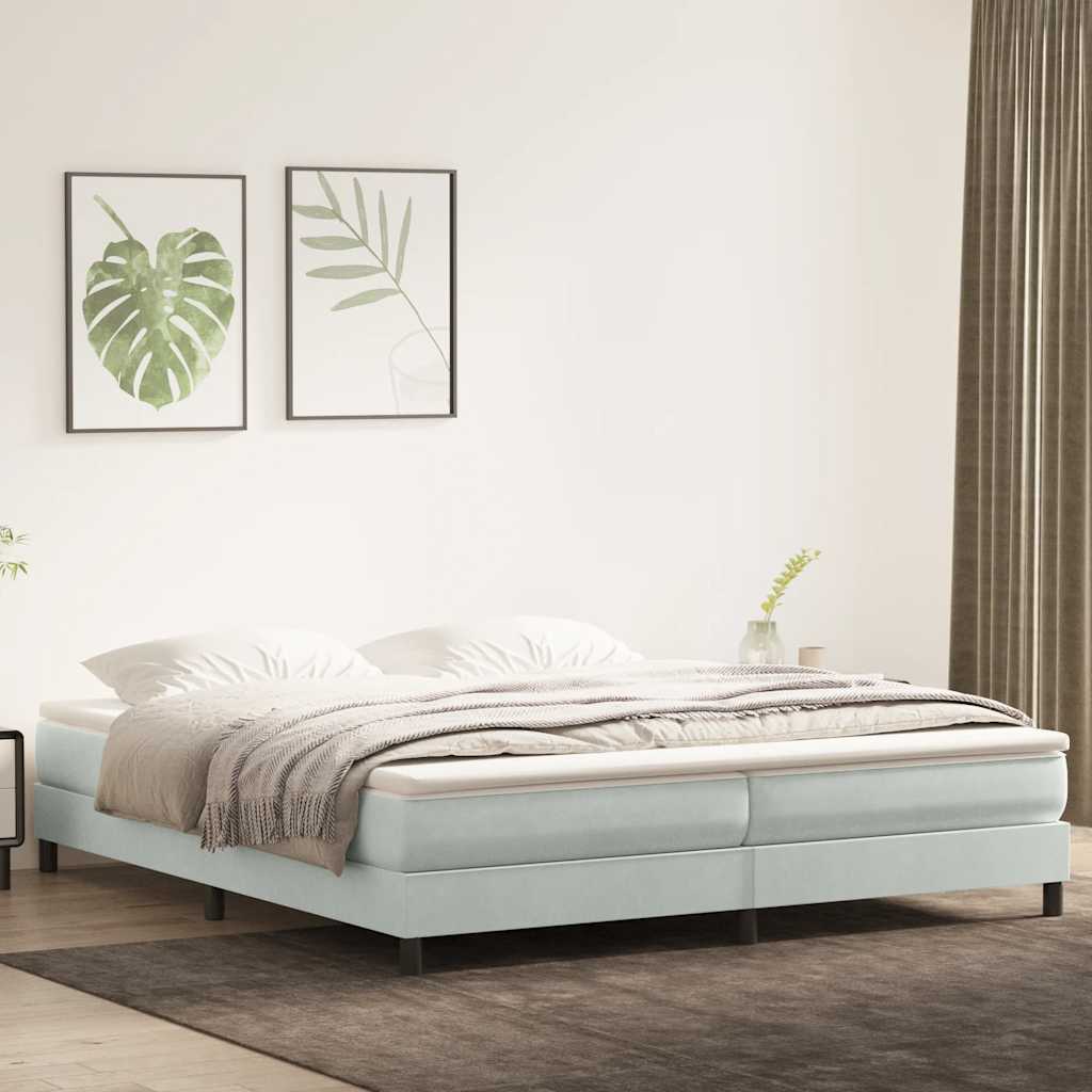Giroletto a Molle con Materasso Grigio Chiaro 200x220cm Velluto