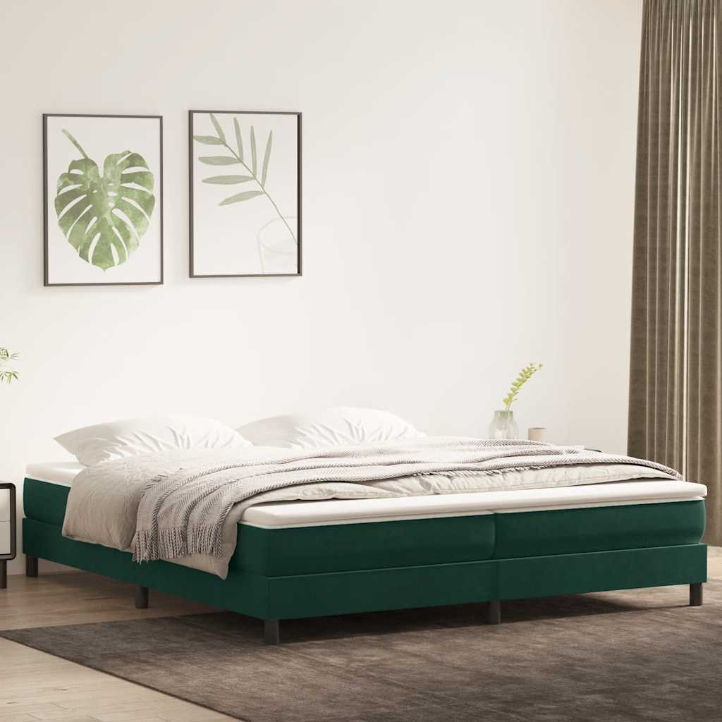 Giroletto a Molle con Materasso Verde Scuro 200x220 cm Velluto