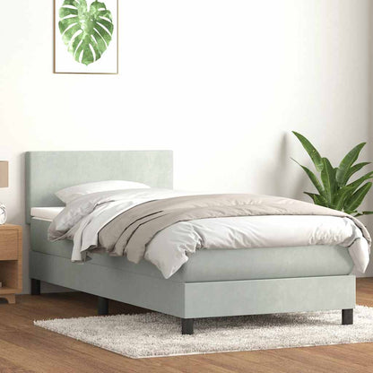 Giroletto a Molle con Materasso Grigio Chiaro 80x210 cm Velluto