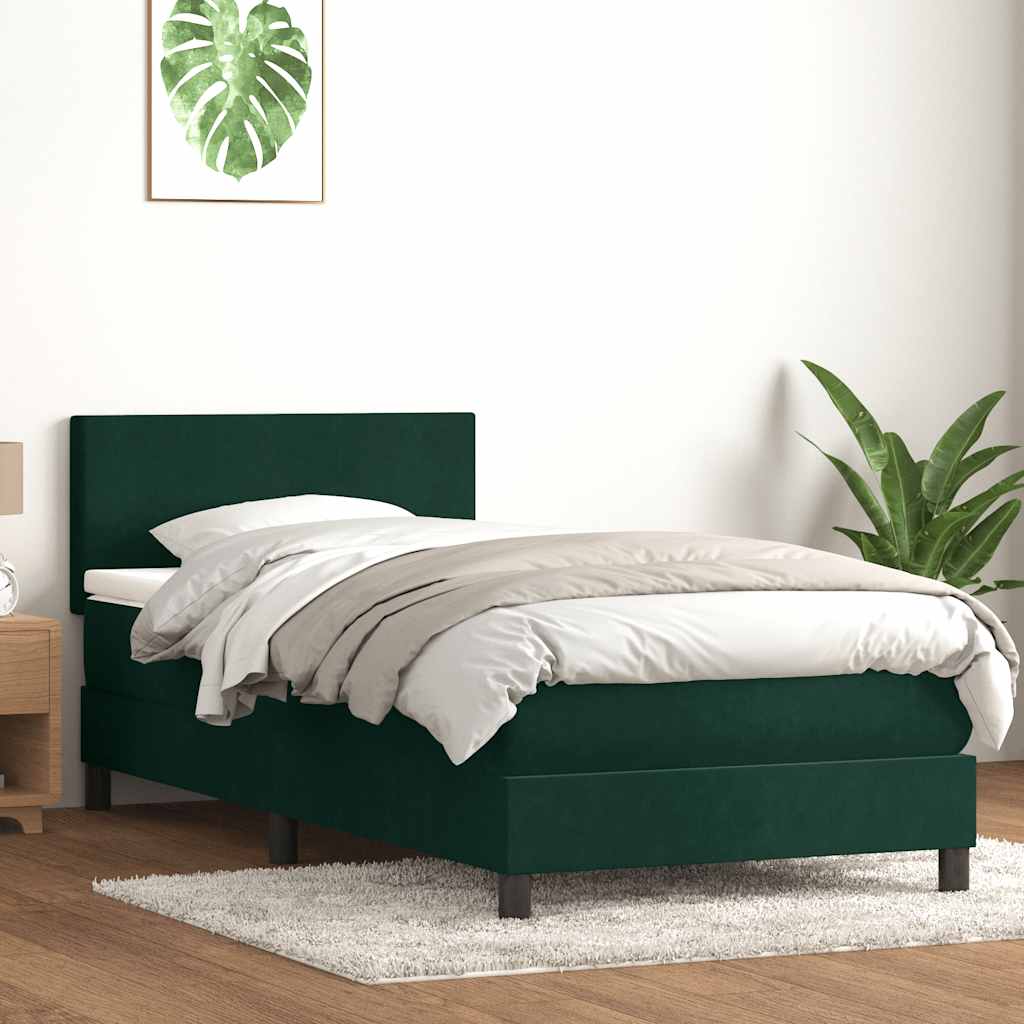 Giroletto a Molle con Materasso Verde Scuro 80x210 cm Velluto