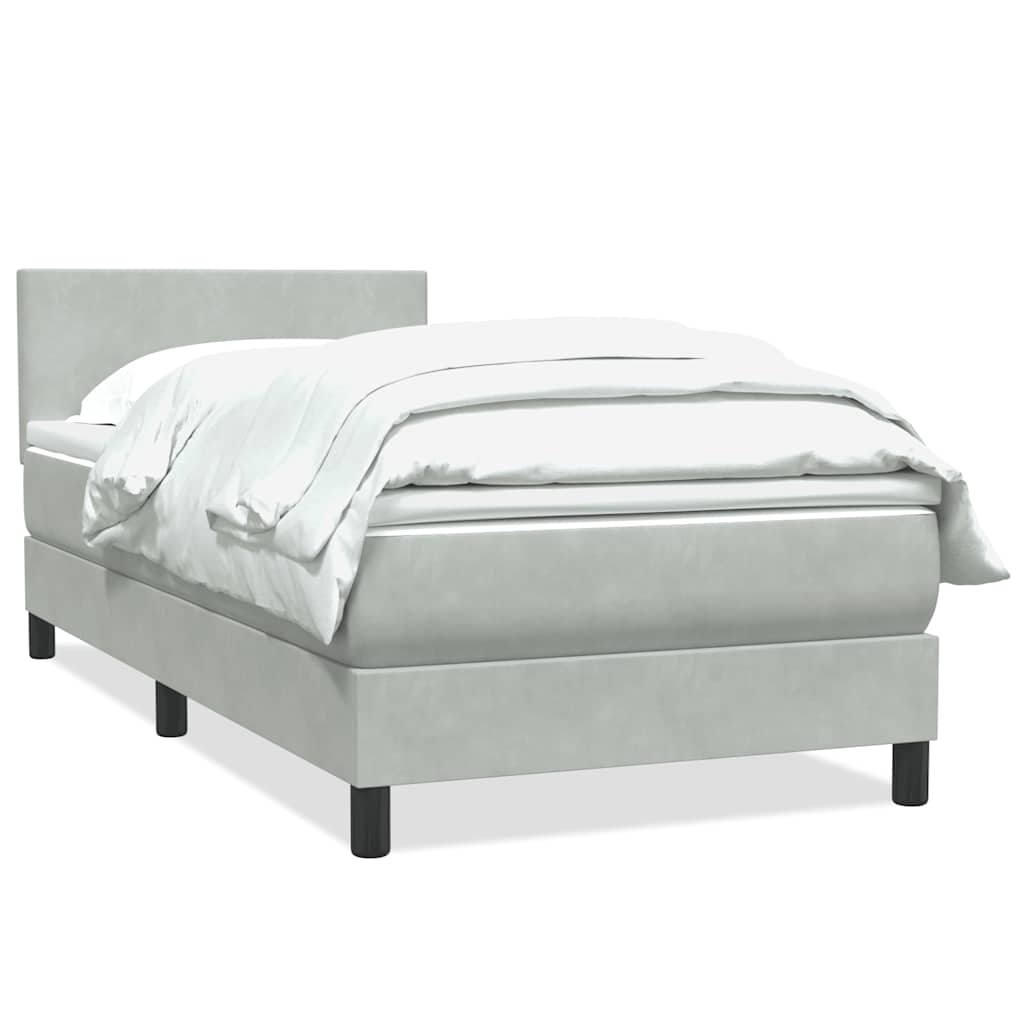 Giroletto a Molle con Materasso Grigio Chiaro 100x210cm Velluto