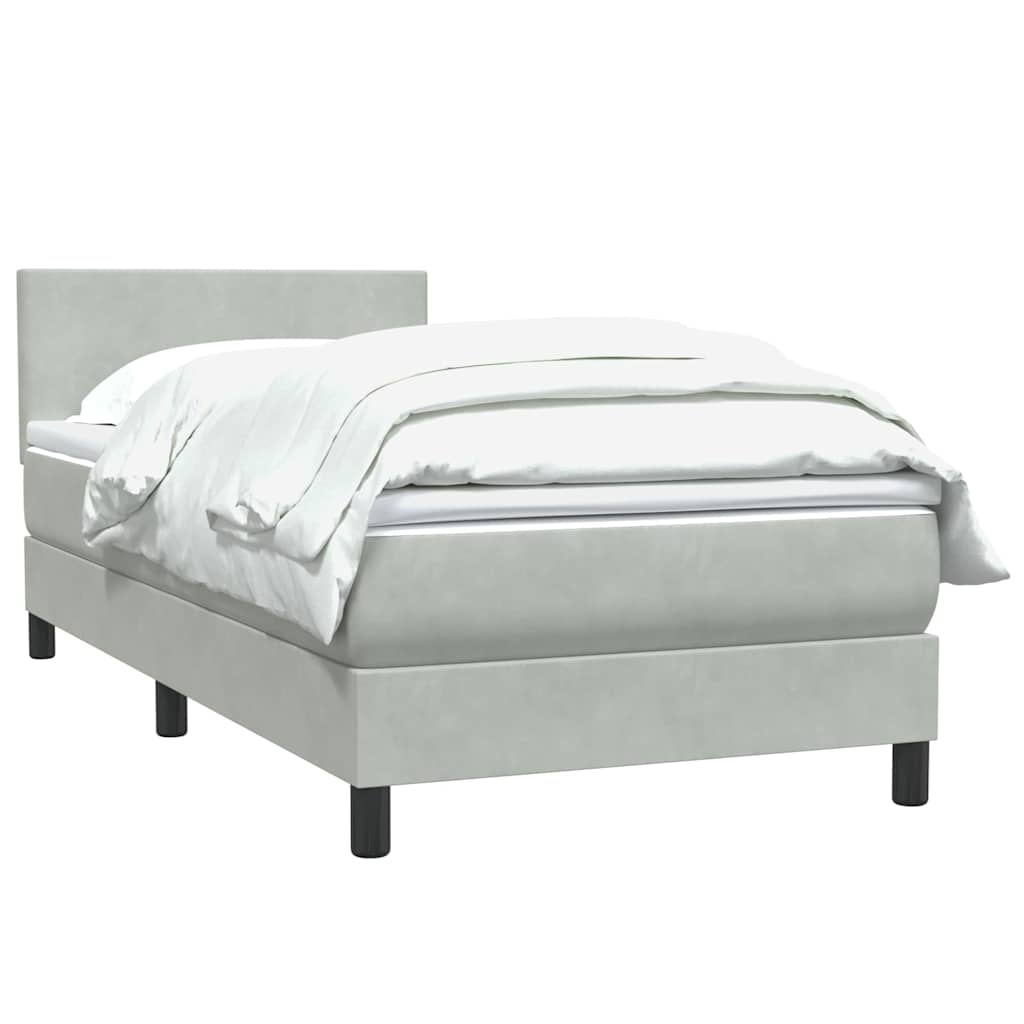 Giroletto a Molle con Materasso Grigio Chiaro 100x210cm Velluto