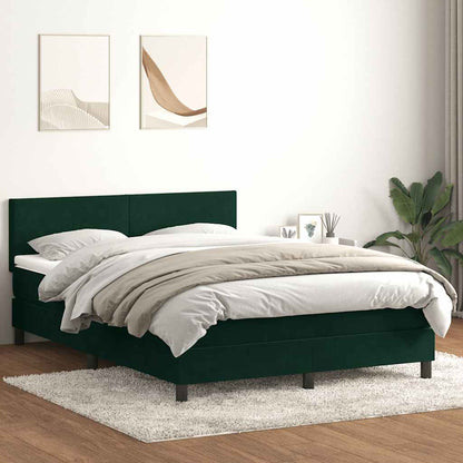 Giroletto a Molle con Materasso Verde Scuro 160x210 cm Velluto