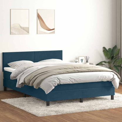 Giroletto a Molle con Materasso Blu Scuro 160x210 cm in Velluto