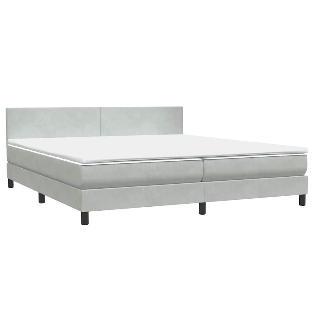 Giroletto a Molle con Materasso Grigio Chiaro 200x210cm Velluto