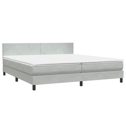 Giroletto a Molle con Materasso Grigio Chiaro 200x210cm Velluto