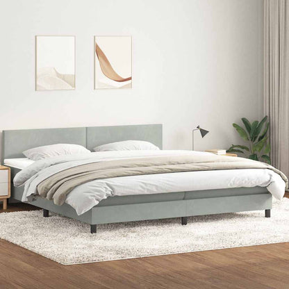 Giroletto a Molle con Materasso Grigio Chiaro 200x210cm Velluto
