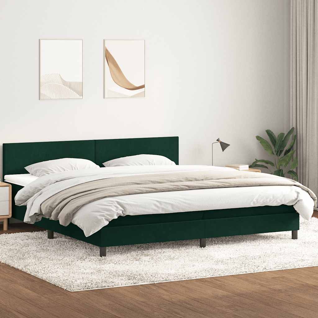 Giroletto a Molle con Materasso Verde Scuro 200x210 cm Velluto