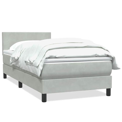 Giroletto a Molle con Materasso Grigio Chiaro 90x220 cm Velluto