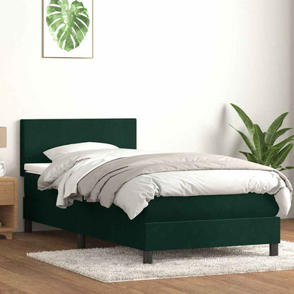 Giroletto a Molle con Materasso Verde Scuro 100x220 cm Velluto