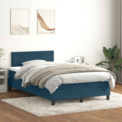 Giroletto a Molle con Materasso Blu Scuro 120x220 cm in Velluto