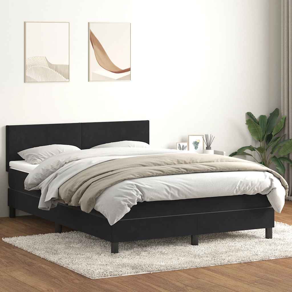 Giroletto a Molle con Materasso Nero 140x220 cm in Velluto